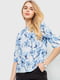 Блуза голубая с цветочным принтом | 6280124 | фото 3