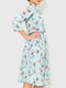 Платье А-силуэта бирюзовое с цветочным принтом | 6280587 | фото 3