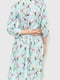Платье А-силуэта бирюзовое с цветочным принтом | 6280587 | фото 4