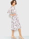 Платье А-силуэта серо-пудровое с цветочным принтом | 6280591 | фото 3