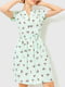 Платье А-силуэта мятного цвета с принтом | 6280632 | фото 2