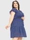 Сукня А-силуету синя з принтом | 6280639 | фото 3