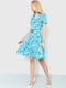 Платье А-силуэта голубое с цветочным принтом | 6280662 | фото 3