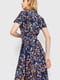 Платье А-силуэта синее с цветочным принтом | 6280671 | фото 4