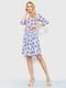Платье А-силуэта молочно-синее с принтом | 6280688 | фото 2