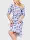 Платье А-силуэта молочно-синее с принтом | 6280691 | фото 2