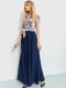 Сукня А-силуету сіро-синя з квітковим принтом | 6280705 | фото 3