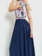 Сукня А-силуету сіро-синя з квітковим принтом | 6280705 | фото 4