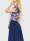 Платье А-силуэта синее с цветочным принтом | 6280715 | фото 4
