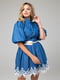 Сукня А-силуету синя з візерунком "Рішельє" | 6282320