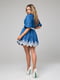 Платье А-силуэта синее с узором "Ришелье" | 6282320 | фото 3