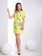 Сукня-футболка салатового кольору з принтом "Соланж" | 6282340 | фото 2
