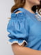 Платье А-силуэта голубое с декором "Надин" | 6282537 | фото 4