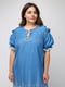 Платье А-силуэта голубое с декором "Надин" | 6282537 | фото 2