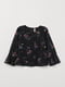 Блуза черная с цветочным принтом и пайетками | 6286036