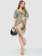 Платье А-силуэта оливковое с узором | 6286482 | фото 2