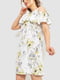 Платье А-силуэта молочное с принтом | 6286495 | фото 3