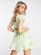 Платье бело-зеленое с цветочным принтом | 6286659 | фото 2