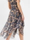Платье А-силуэта серое с цветочным принтом | 6287099 | фото 3