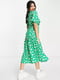 Платье А-силуэта зеленое с цветочным принтом | 6287133 | фото 4