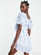 Платье А-силуэта бело-голубое с цветочным принтом | 6287531 | фото 4