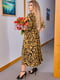 Платье А-силуэта горчичное с принтом | 6284999 | фото 2
