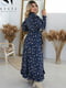 Сукня А-силуету синя з принтом | 6285098 | фото 3