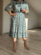 Платье А-силуэта бирюзовое с принтом | 6285192 | фото 5