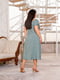 Платье А-силуэта оливковое с узором | 6285340 | фото 3