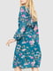Платье А-силуэта изумрудного цвета с принтом | 6290914 | фото 4