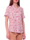 Рубашка розовая с принтом | 6296336 | фото 3