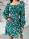 Платье А-силуэта зеленое с принтом | 6298792 | фото 3