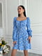 Платье А-силуэта голубое с принтом | 6298793 | фото 5