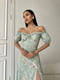 Платье А-силуэта оливковое в цветочный принт | 6298800 | фото 2