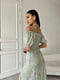 Платье А-силуэта оливковое в цветочный принт | 6298800 | фото 4