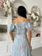 Платье А-силуэта голубое в цветочный принт | 6298802 | фото 3