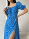 Платье А-силуэта синее в цветочный принт | 6298804 | фото 2