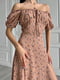 Платье А-силуэта бежевое в цветочный принт | 6298806 | фото 3