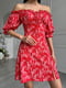 Платье А-силуэта красное в цветочный принт | 6298807 | фото 4