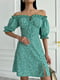 Платье А-силуэта зеленое в цветочный принт | 6298810 | фото 3