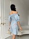Платье А-силуэта голубое в цветочный принт | 6298812 | фото 3