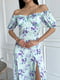 Платье А-силуэта мятно-фиолетовое в цветочный принт | 6298816 | фото 4