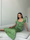 Платье А-силуэта зеленое в цветочный принт | 6298817 | фото 3