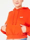 Худи оранжевая с фирменным логотипом на флисе | 6297795 | фото 3