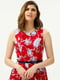 Платье А-силуэта красное в цветочный принт | 6298523 | фото 3