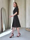 Сукня А-силуету чорна в принт з пояском | 6301102 | фото 2