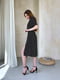 Сукня А-силуету чорна в принт з пояском | 6301102 | фото 3