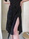 Сукня А-силуету чорна в принт з пояском | 6301102 | фото 6