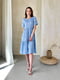 Платье А-силуэта голубое в принт | 6301109 | фото 3
