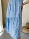Платье А-силуэта голубое в принт | 6301109 | фото 6